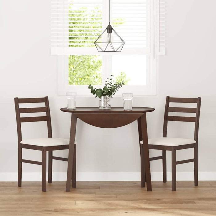 Sedie da Pranzo con Cuscini 2pz Marrone Legno Massello di Hevea