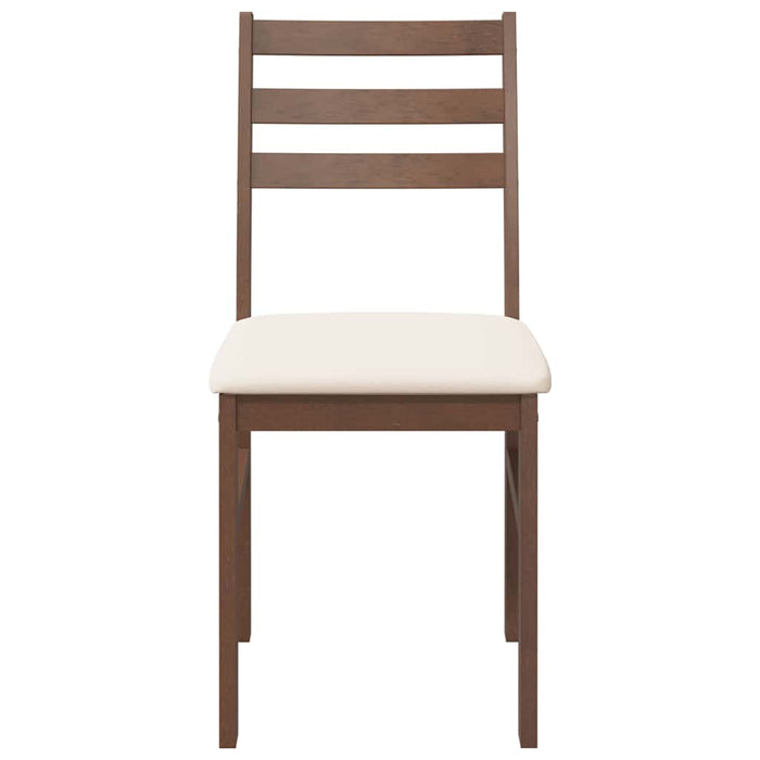 Sedie da Pranzo con Cuscini 2pz Marrone Legno Massello di Hevea