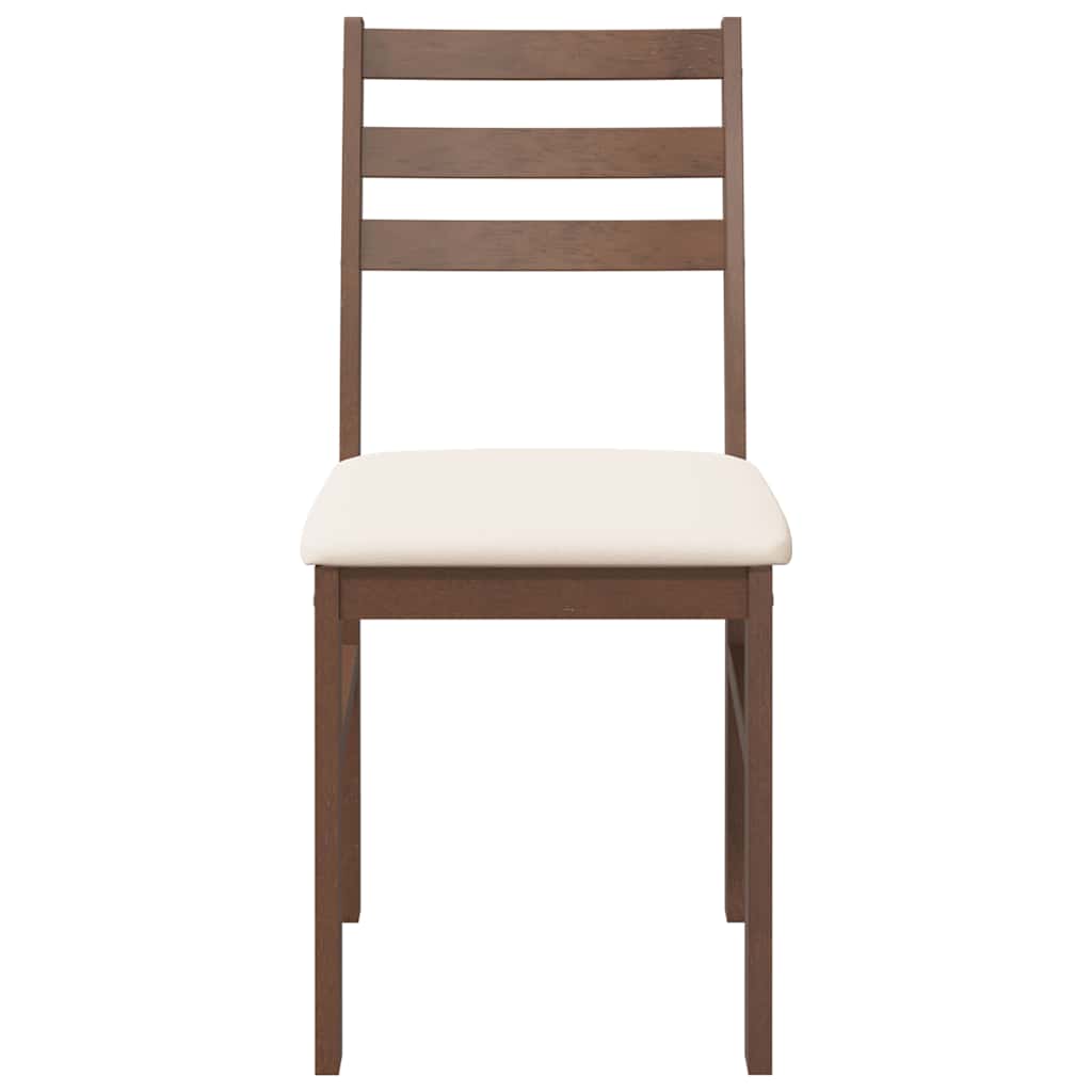 Sedie da Pranzo con Cuscini 2pz Marrone Legno Massello di Hevea 4102417