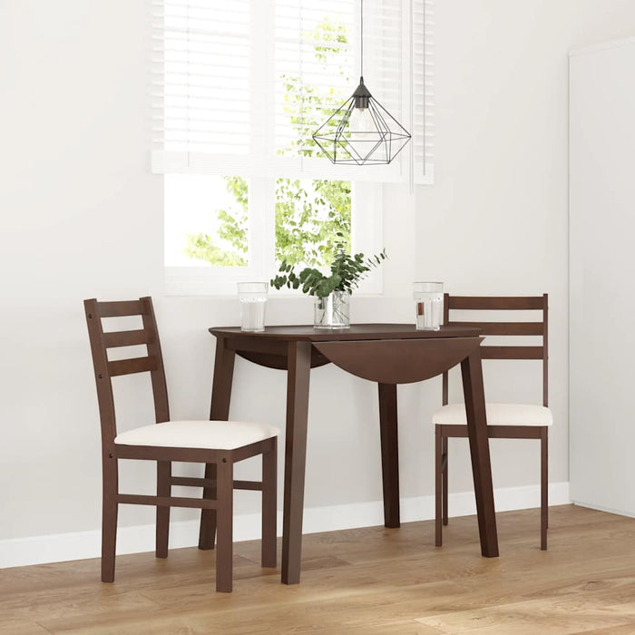 Sedie da Pranzo con Cuscini 2pz Marrone Legno Massello di Hevea
