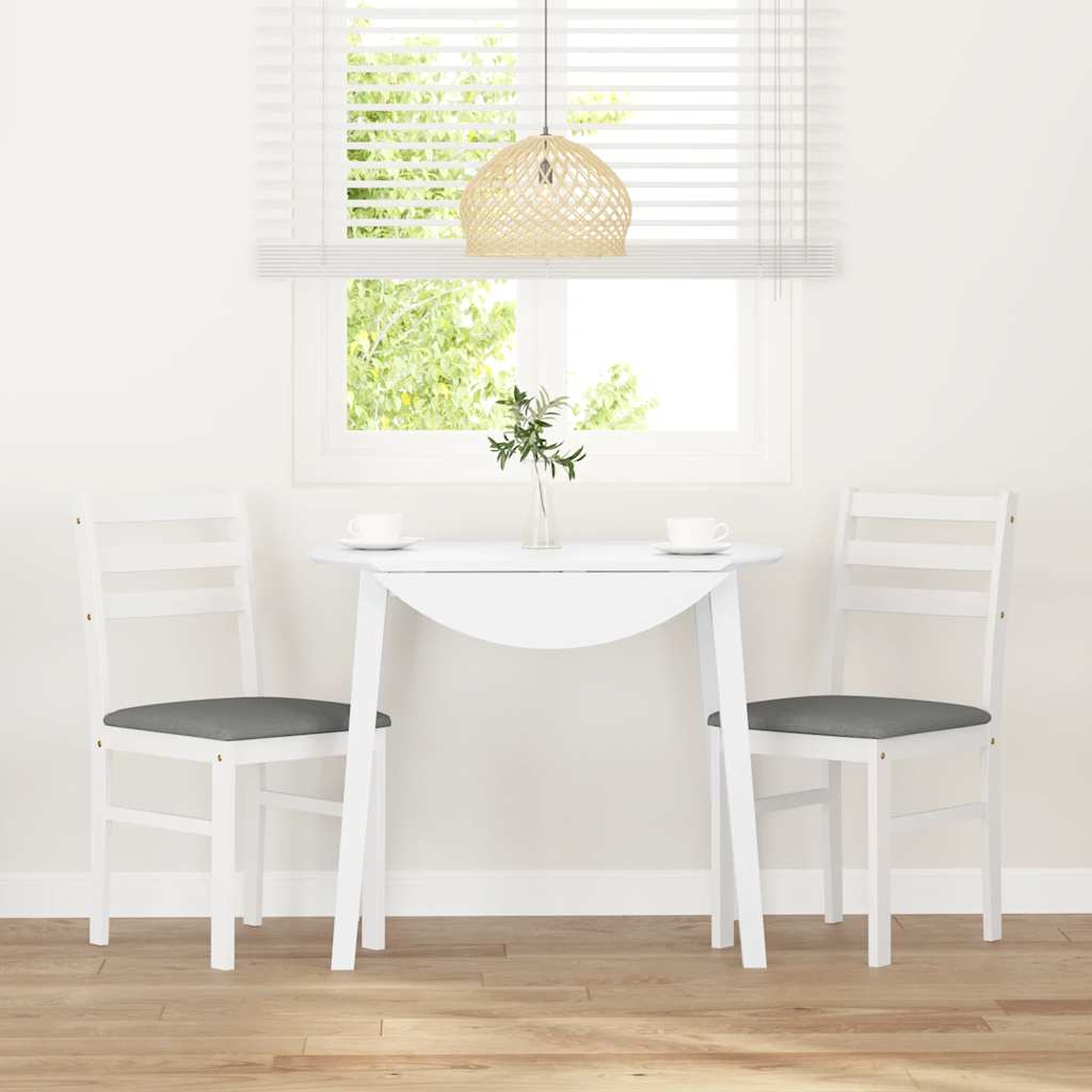 Sedie da Pranzo con Cuscini 2 pz Bianco Legno Massello di Hevea