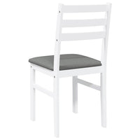Sedie da Pranzo con Cuscini 2 pz Bianco Legno Massello di Hevea
