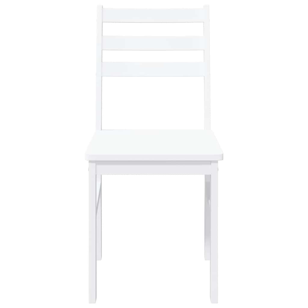 Sedie da Pranzo 2 pz Bianche in Legno Massello di Hevea