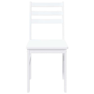 Sedie da Pranzo 2 pz Bianche in Legno Massello di Hevea