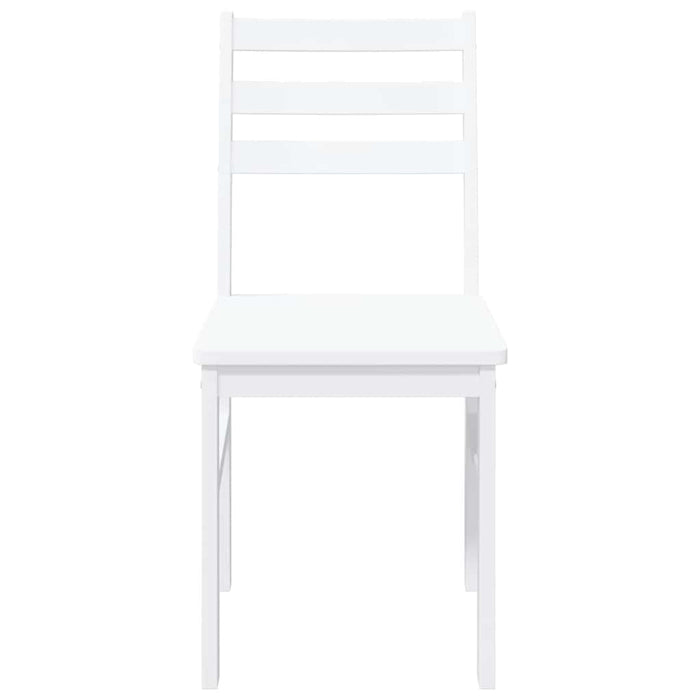 Sedie da Pranzo 2 pz Bianche in Legno Massello di Hevea