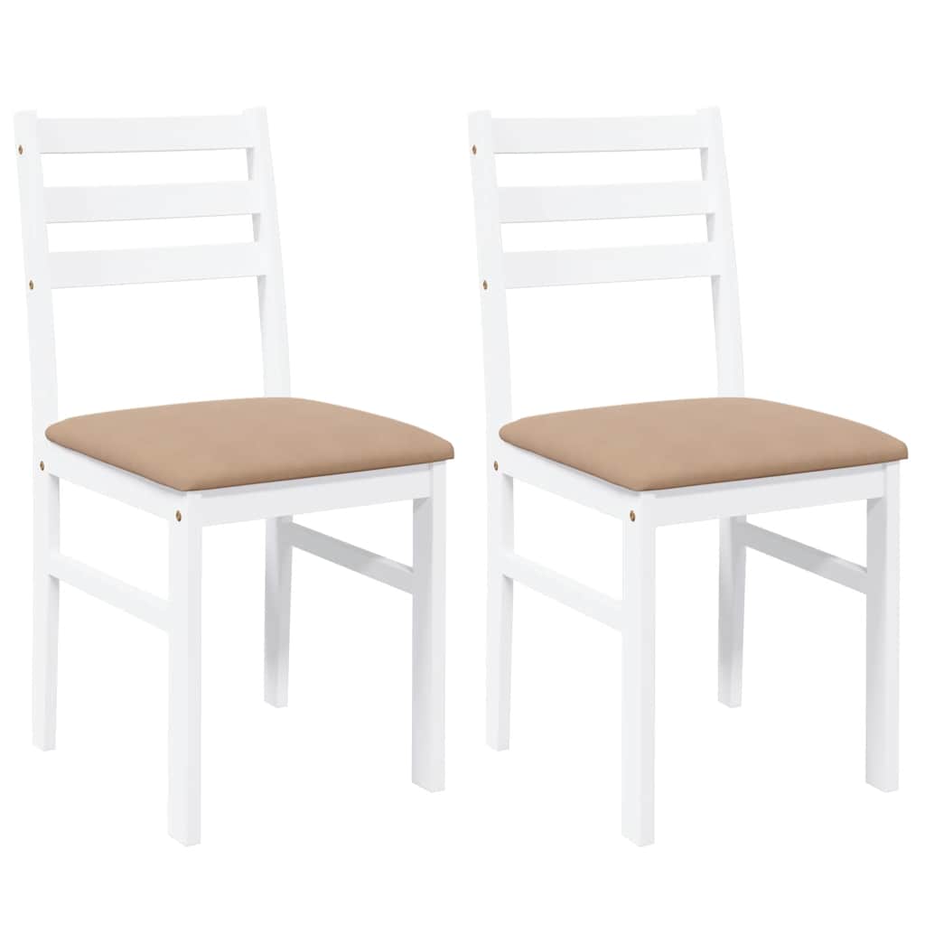 vidaXL Sedie da Pranzo con Cuscini 2 pz Bianco Legno Massello di Hevea