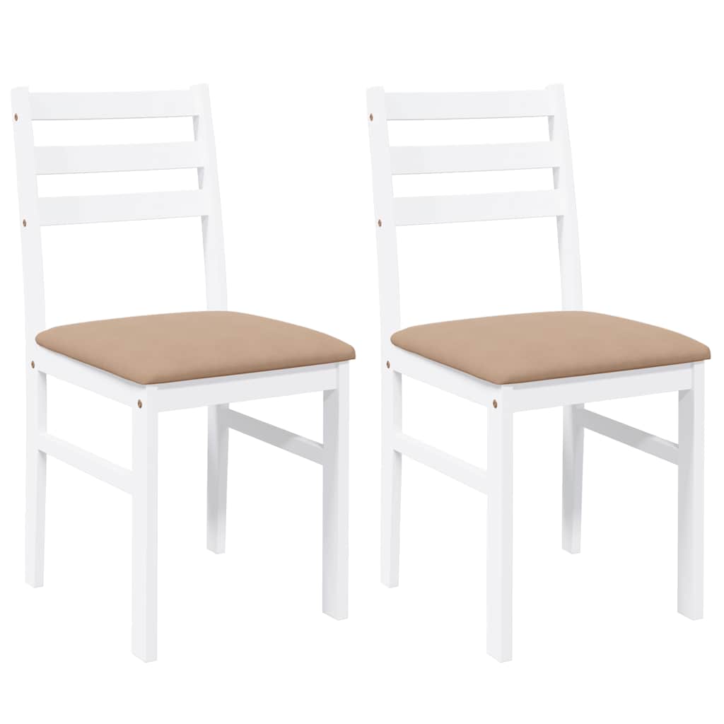 Sedie da Pranzo con Cuscini 2 pz Bianco Legno Massello di Hevea 4102424