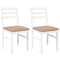 Sedie da Pranzo con Cuscini 2 pz Bianco Legno Massello di Hevea 4102424
