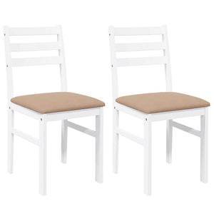 Sedie da Pranzo con Cuscini 2 pz Bianco Legno Massello di Hevea 4102424