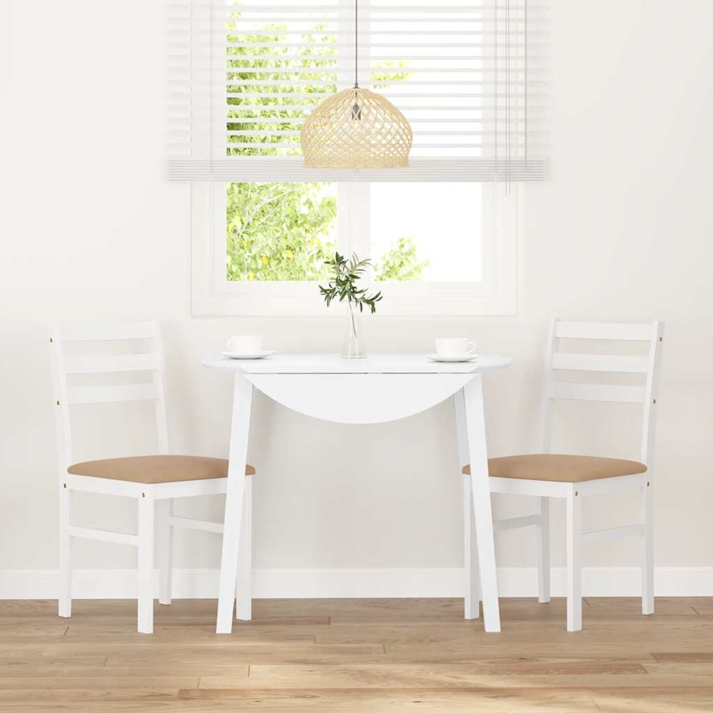 Sedie da Pranzo con Cuscini 2 pz Bianco Legno Massello di Hevea 4102424
