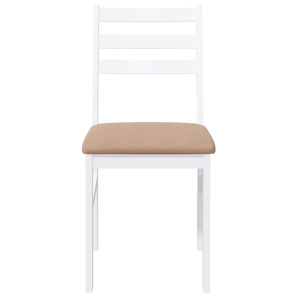Sedie da Pranzo con Cuscini 2 pz Bianco Legno Massello di Hevea 4102424