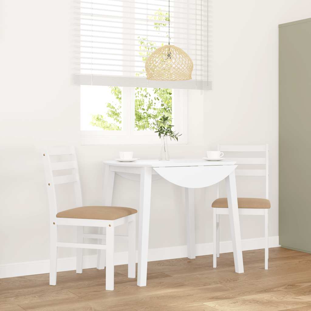 Sedie da Pranzo con Cuscini 2 pz Bianco Legno Massello di Hevea 4102424