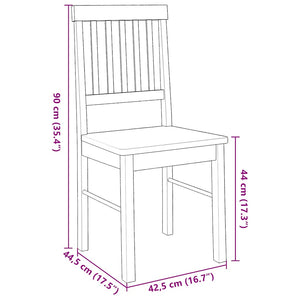 Sedie da Pranzo 2 pz in Legno Massello di Hevea