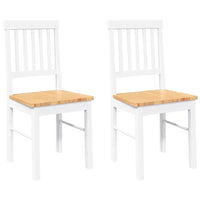 vidaXL Sedie da Pranzo 2 pz Bianche in Legno Massello di Hevea