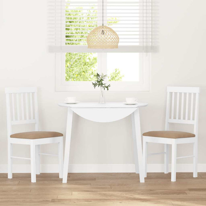 Sedie da Pranzo con Cuscini 2 pz Bianco Legno Massello di Hevea 4102432