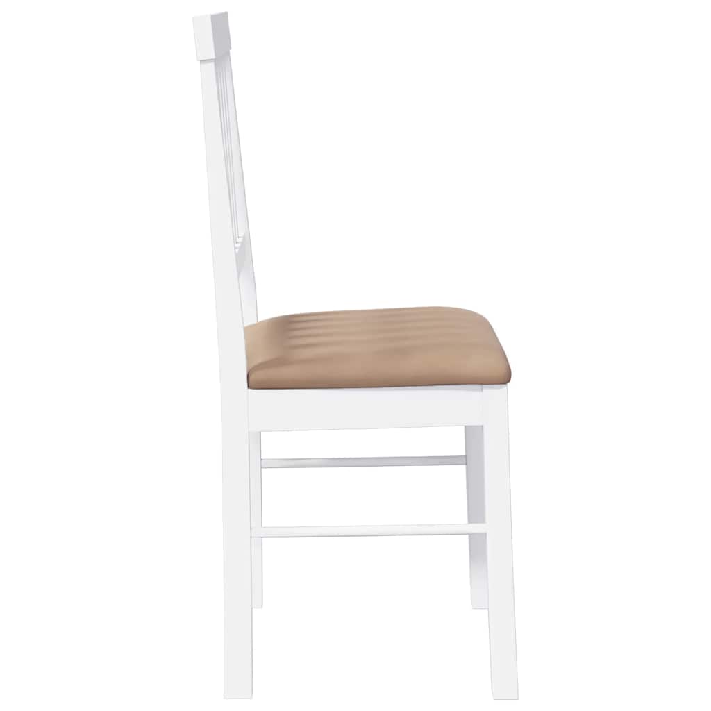 Sedie da Pranzo con Cuscini 2 pz Bianco Legno Massello di Hevea 4102432