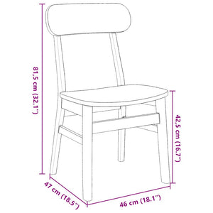 Sedie da Pranzo 2 pz in Legno Massello di Hevea 4102438