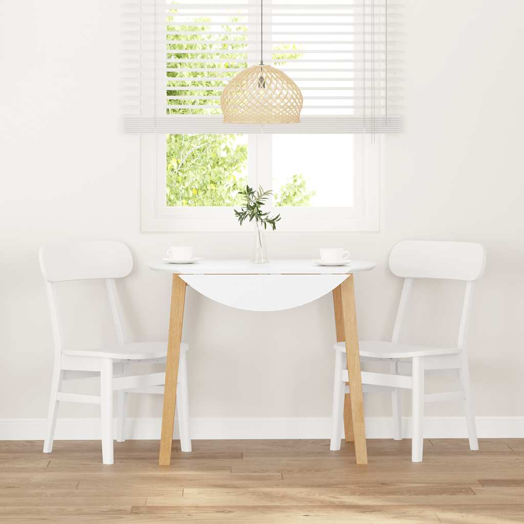 Sedie da Pranzo 2 pz Bianche in Legno Massello di Hevea 4102441