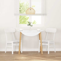 Sedie da Pranzo 2 pz Bianche in Legno Massello di Hevea