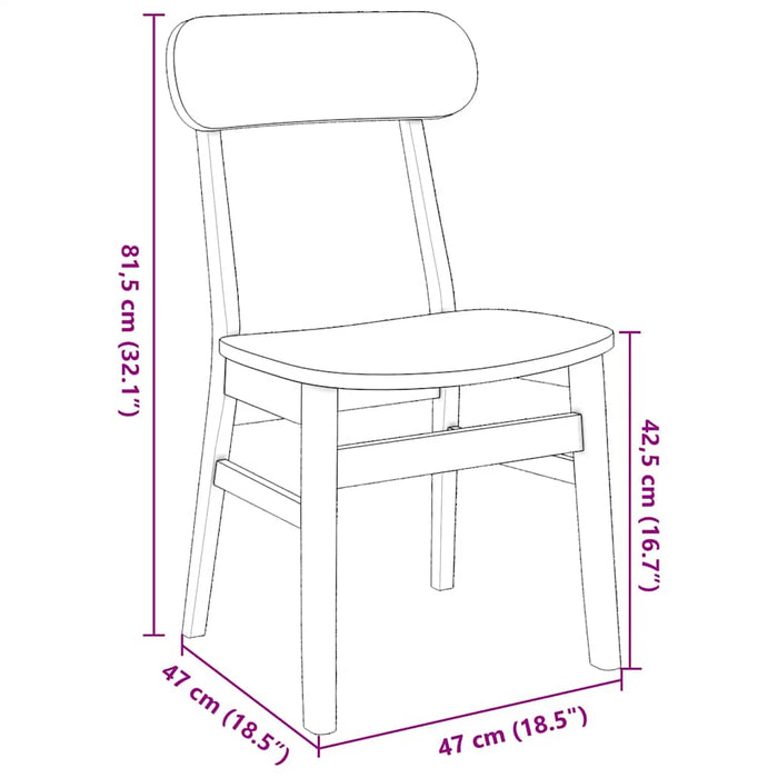 Sedie da Pranzo 2 pz Bianche in Legno Massello di Hevea