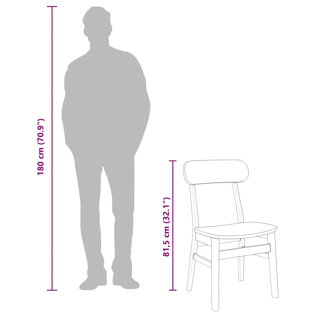 Sedie da Pranzo 2 pz Bianche in Legno Massello di Hevea