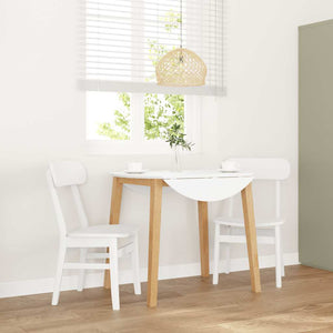 Sedie da Pranzo 2 pz Bianche in Legno Massello di Hevea 4102441