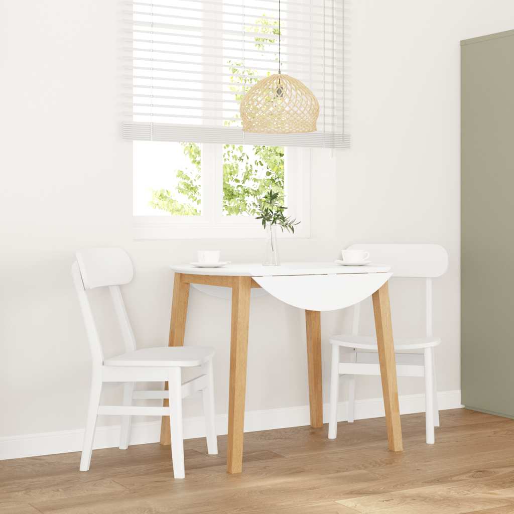 Sedie da Pranzo 2 pz Bianche in Legno Massello di Hevea