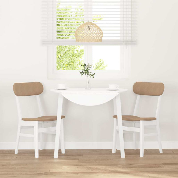 Sedie da Pranzo con Cuscini 2 pz Bianco Legno Massello di Hevea 4102442