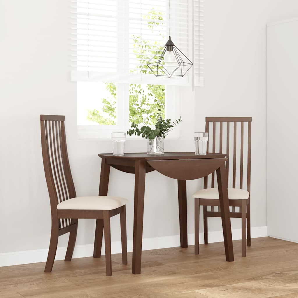 Sedie da Pranzo con Cuscini 2pz Marrone Legno Massello di Hevea 4102453