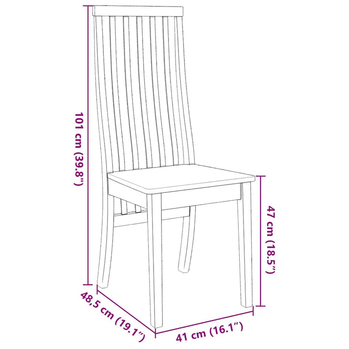 Sedie da Pranzo 2 pz in Legno Massello di Hevea