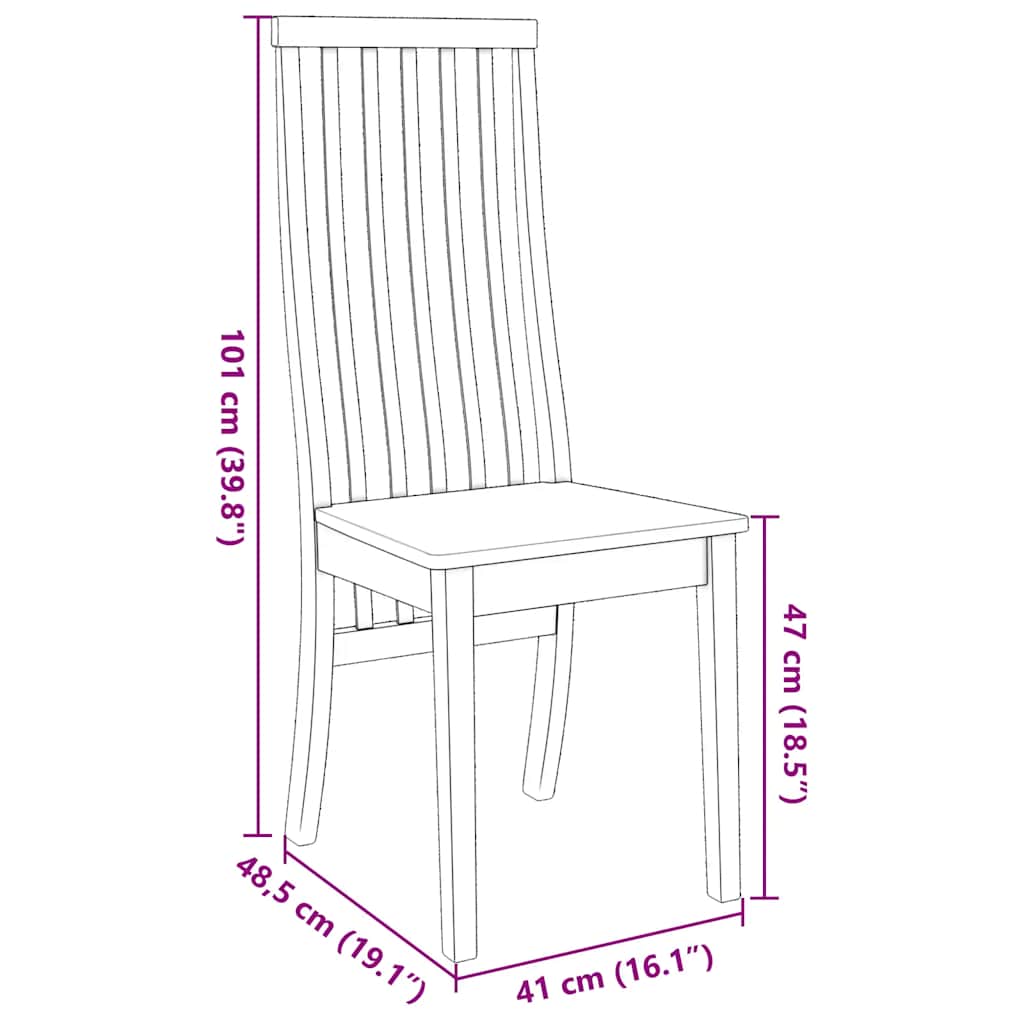 Sedie da Pranzo 2 pz in Legno Massello di Hevea 4102456