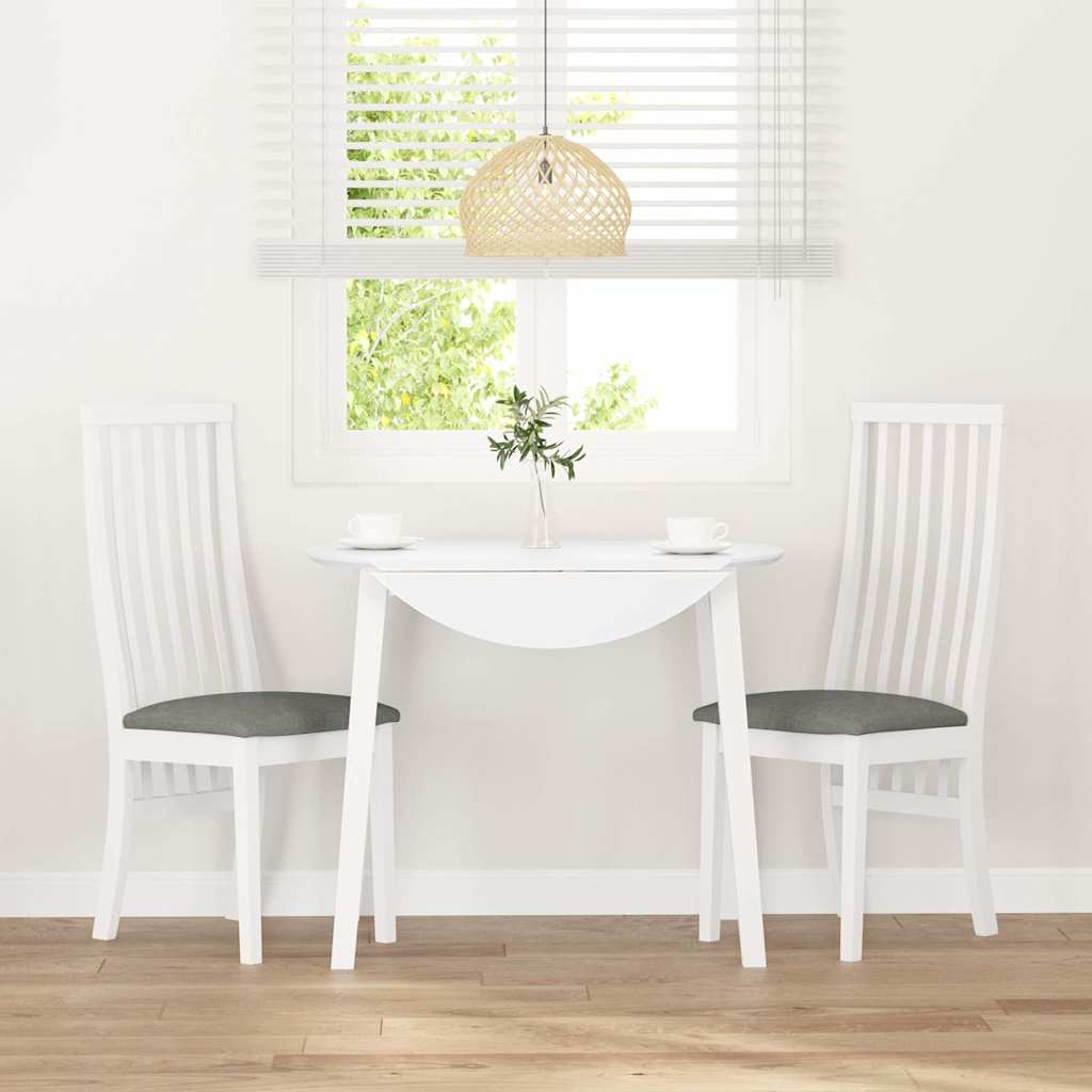 Sedie da Pranzo con Cuscini 2 pz Bianco Legno Massello di Hevea