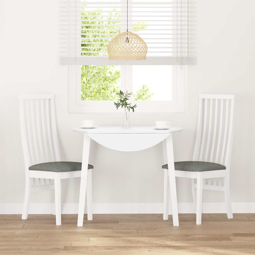 Sedie da Pranzo con Cuscini 2 pz Bianco Legno Massello di Hevea 4102457