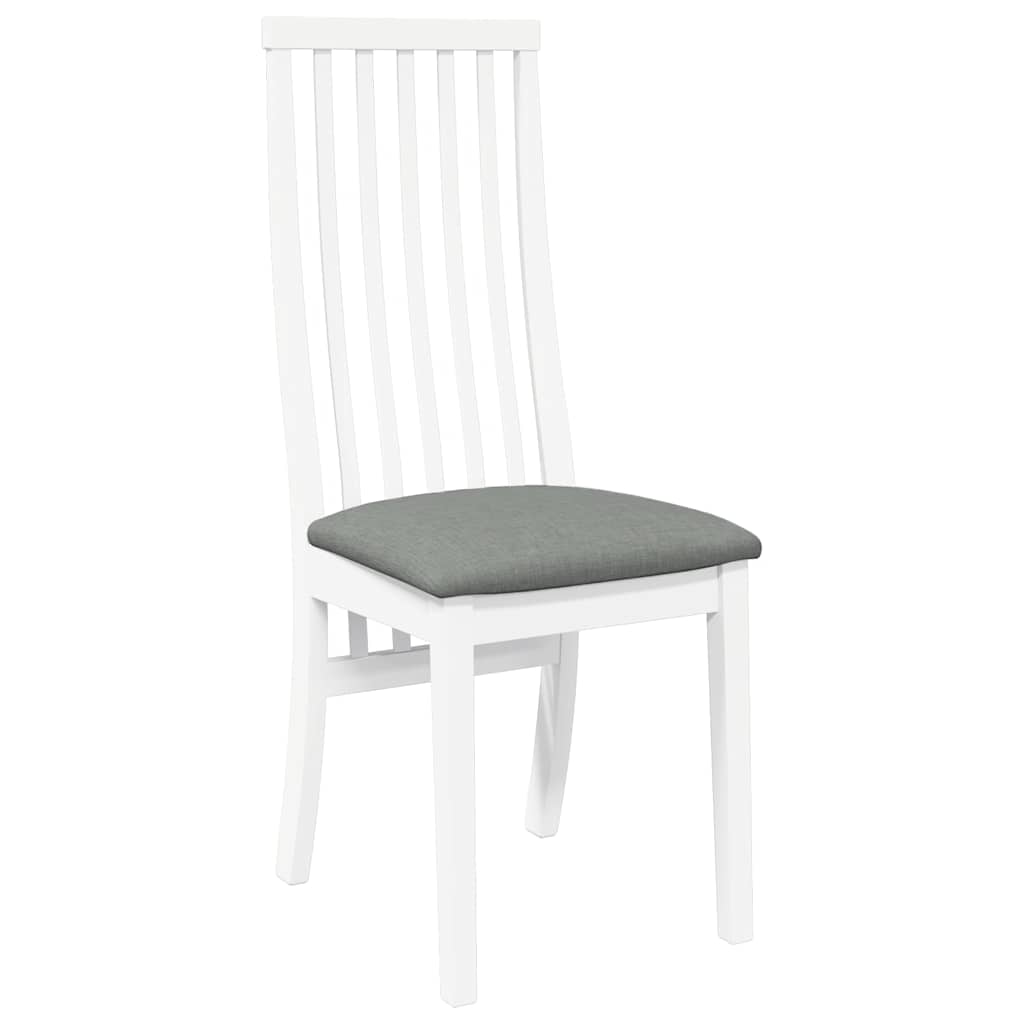 Sedie da Pranzo con Cuscini 2 pz Bianco Legno Massello di Hevea 4102457