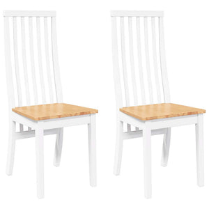 vidaXL Sedie da Pranzo 2 pz Bianche in Legno Massello di Hevea
