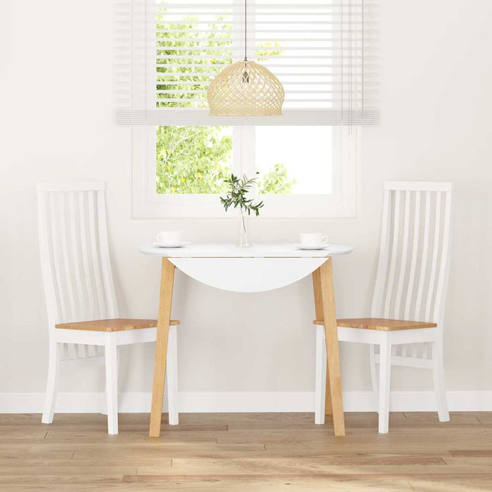 vidaXL Sedie da Pranzo 2 pz Bianche in Legno Massello di Hevea