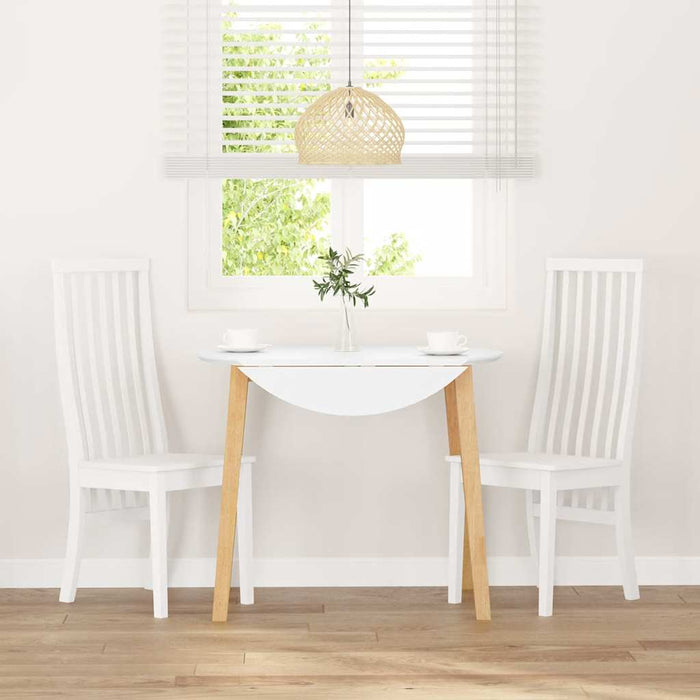 vidaXL Sedie da Pranzo 2 pz Bianche in Legno Massello di Hevea