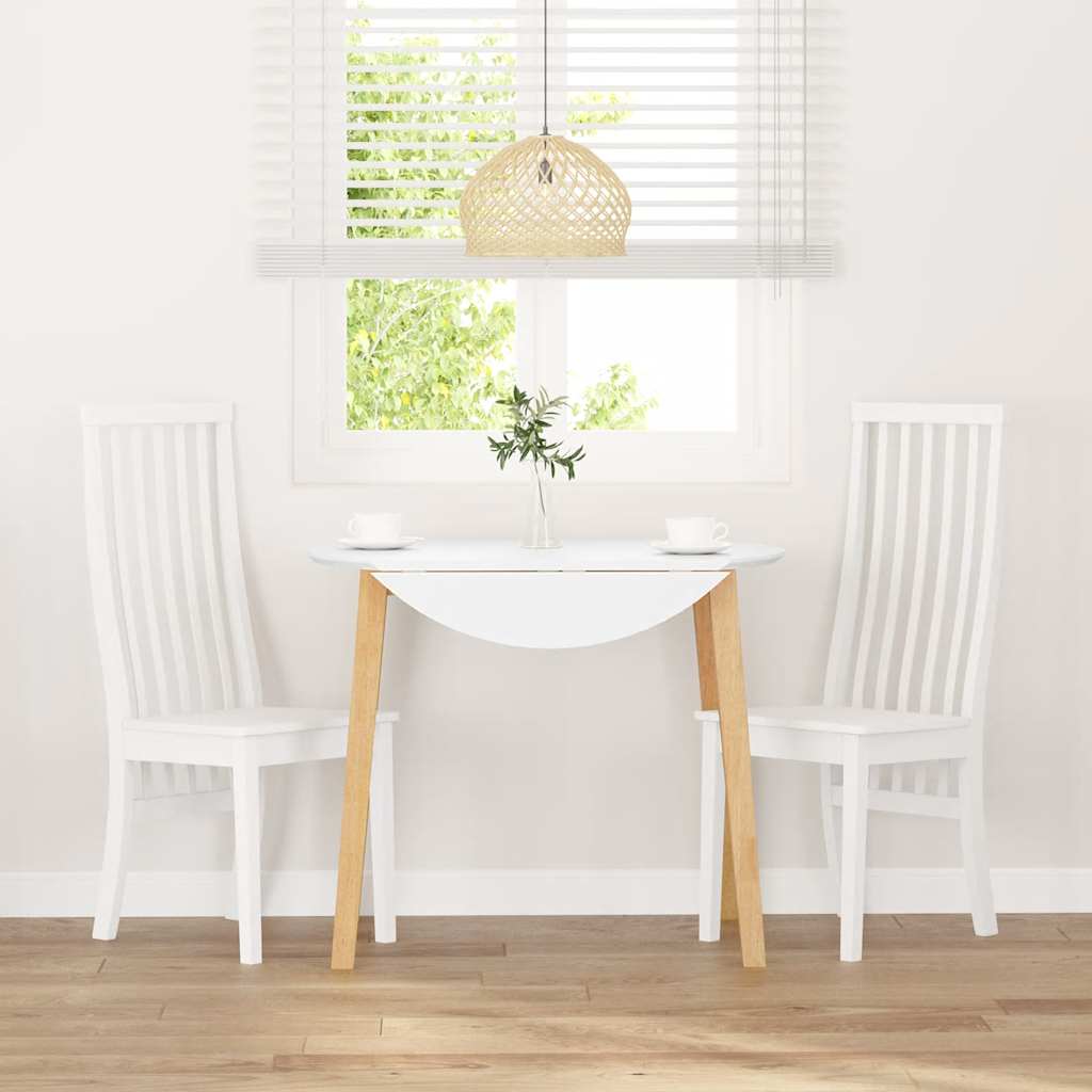 Sedie da Pranzo 2 pz Bianche in Legno Massello di Hevea 4102459