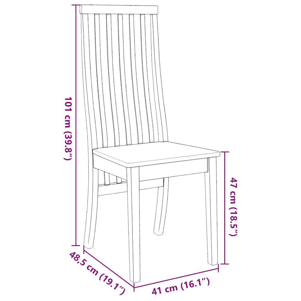 vidaXL Sedie da Pranzo 2 pz Bianche in Legno Massello di Hevea