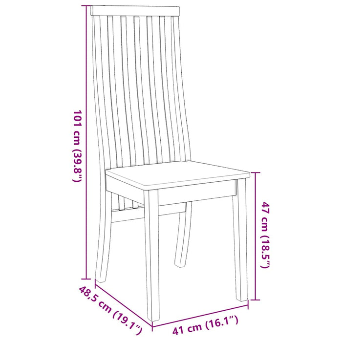 vidaXL Sedie da Pranzo 2 pz Bianche in Legno Massello di Hevea