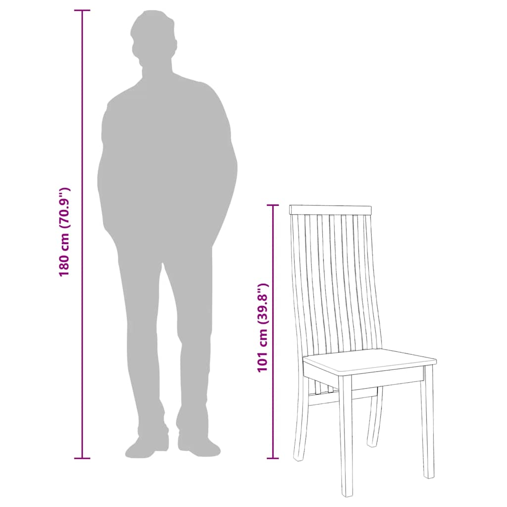 vidaXL Sedie da Pranzo 2 pz Bianche in Legno Massello di Hevea