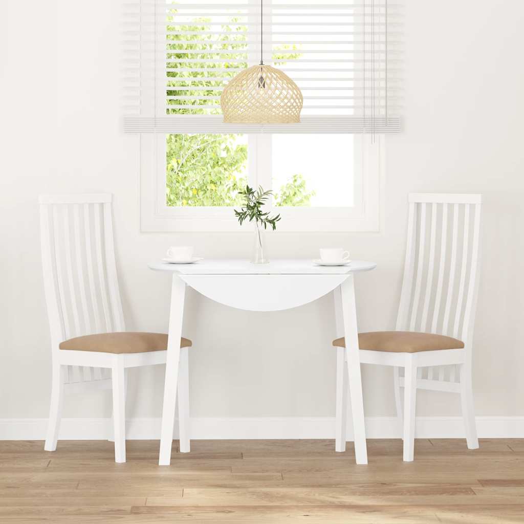 Sedie da Pranzo con Cuscini 2 pz Bianco Legno Massello di Hevea