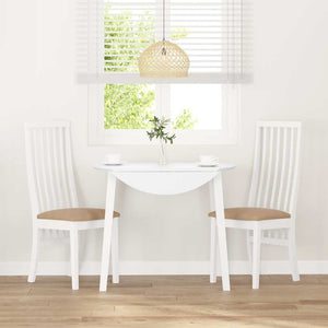 Sedie da Pranzo con Cuscini 2 pz Bianco Legno Massello di Hevea