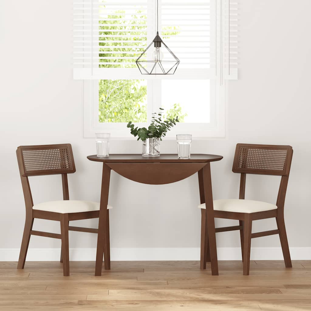 Sedie da Pranzo con Cuscini 2pz Marrone Legno Massello di Hevea