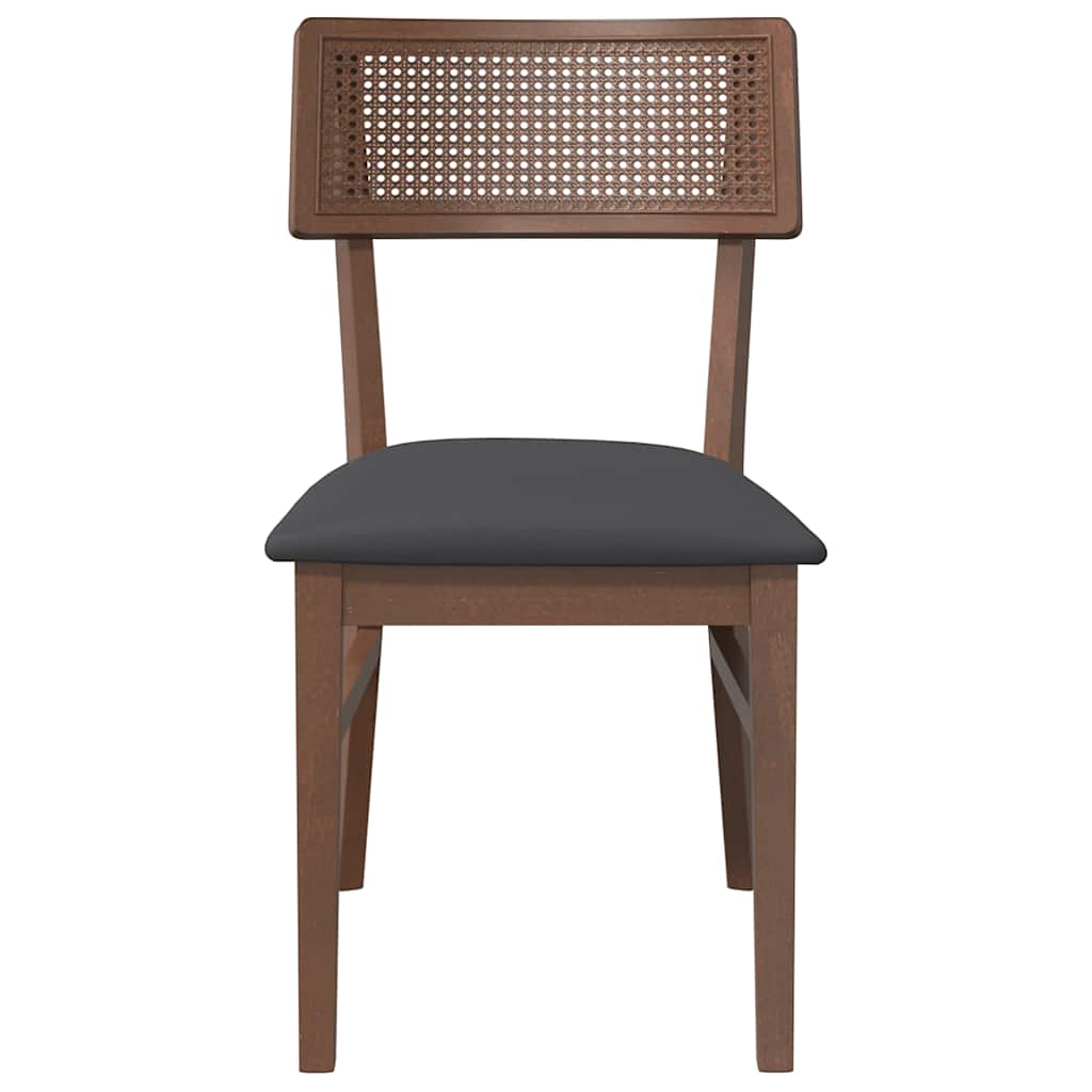 Sedie da Pranzo con Cuscini 2pz Marrone Legno Massello di Hevea