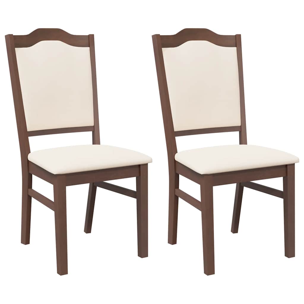 vidaXL Sedie da Pranzo con Cuscini 2pz Marrone Legno Massello di Hevea