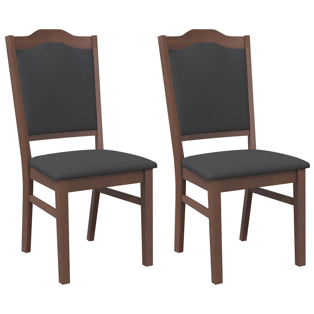 vidaXL Sedie da Pranzo con Cuscini 2pz Marrone Legno Massello di Hevea