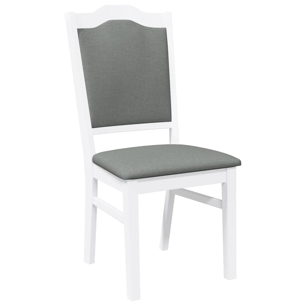 Sedie da Pranzo con Cuscini 2 pz Bianco Legno Massello di Hevea