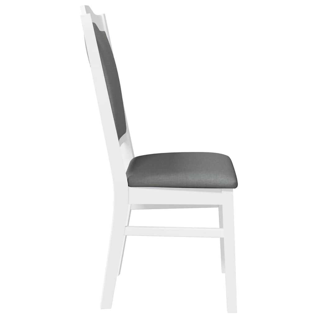 Sedie da Pranzo con Cuscini 2 pz Bianco Legno Massello di Hevea