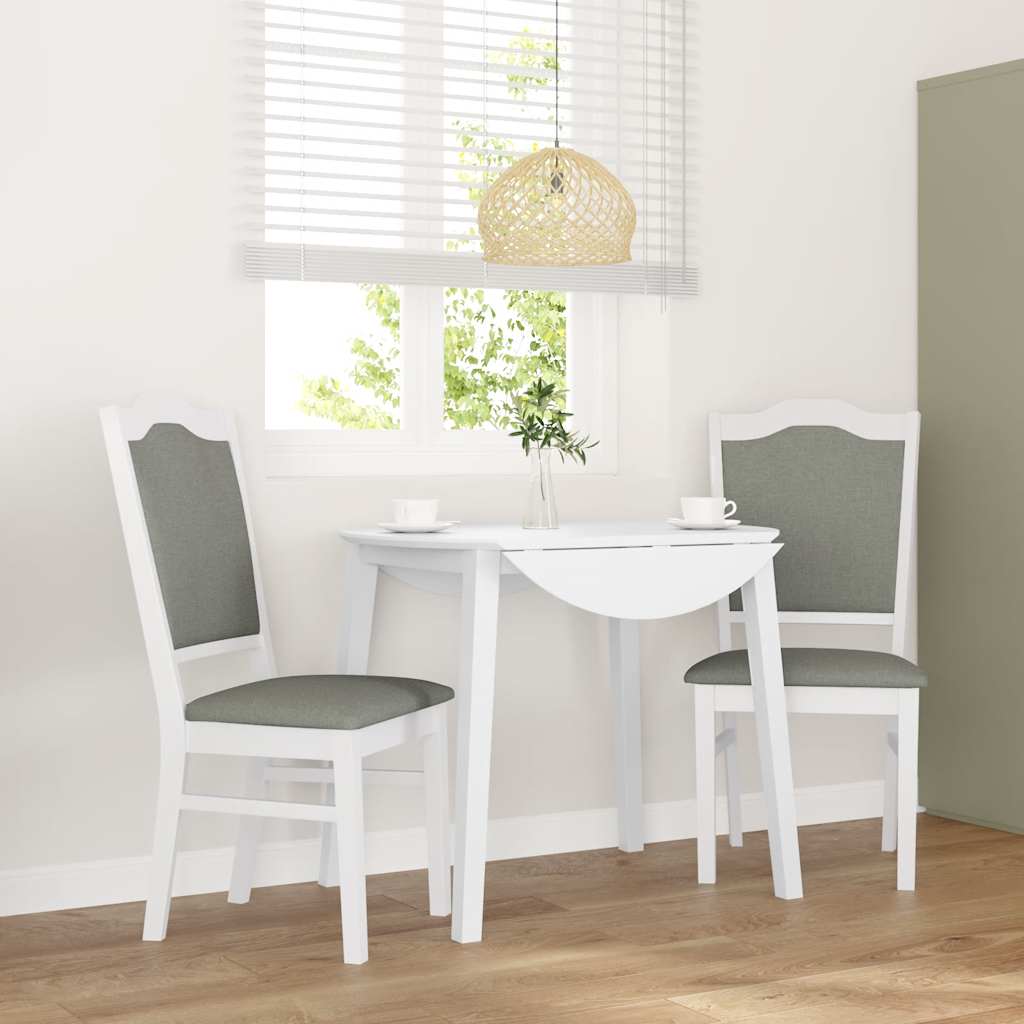 Sedie da Pranzo con Cuscini 2 pz Bianco Legno Massello di Hevea